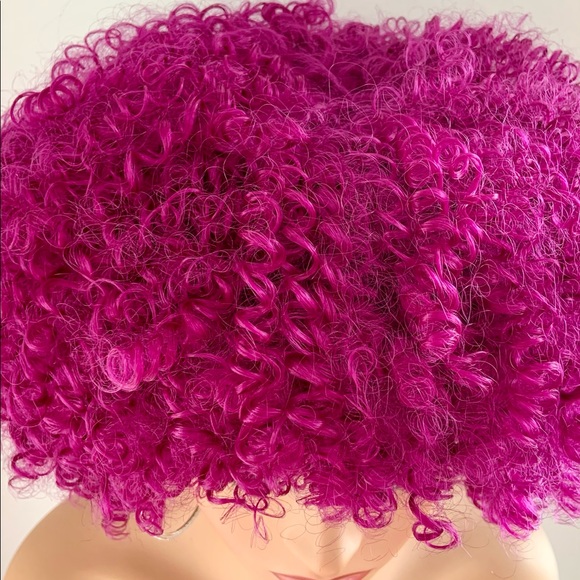 Very Pretty Curly Magenta “Put On & Go” Synthetic Wig for Events or Everyday - Picture 2 of 7